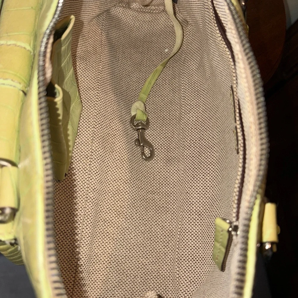 Dooney & Bourke  Vintage  alligator Satchel  Leather  Lt. Green  Front pocket